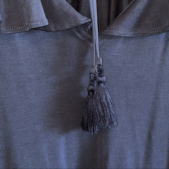 Loft | Ruffle Tie Back Flutter Blouse Black M - Picture 12 of 15